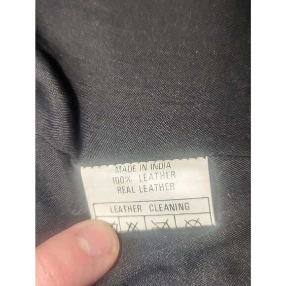 Vintage 80s Man Art Gold Embroidered Black Leather Jacket - Picture 6 of 12